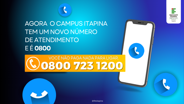 2024 0800 NOVO TELEFONE DO IFES CAMPUS ITAPINA