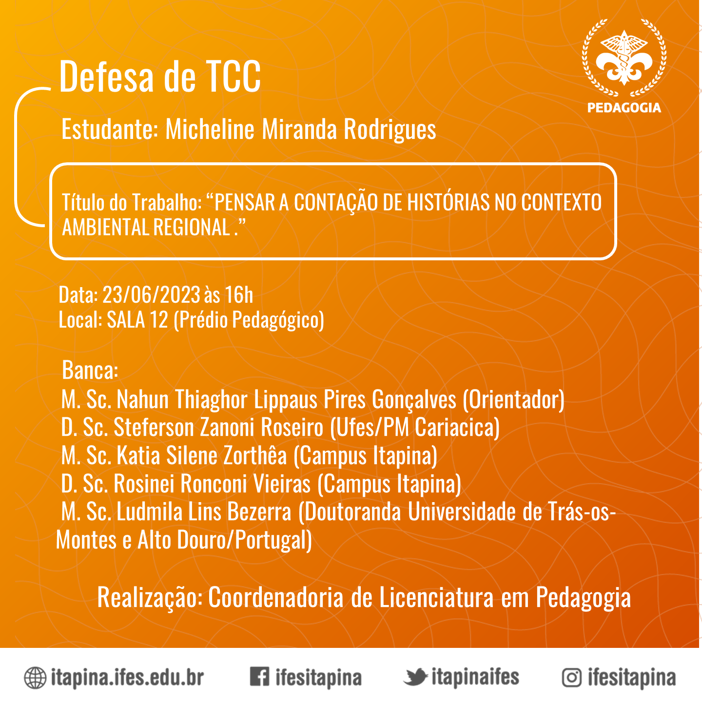 CCSE ITAPINA TCC PEDAGOGIA EDITAVEL MICHELINE MIRANDA RODRIGUES